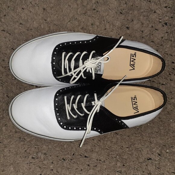 VANS VAULT-SPECTATOR LX-Black/White Leather-VN0KXNBA2-RARE/SKATE-SZ 9-Near Mint - Picture 7 of 8